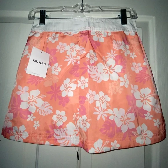 forever 21 coral tropics short skirt size xs - Picture 2 of 4